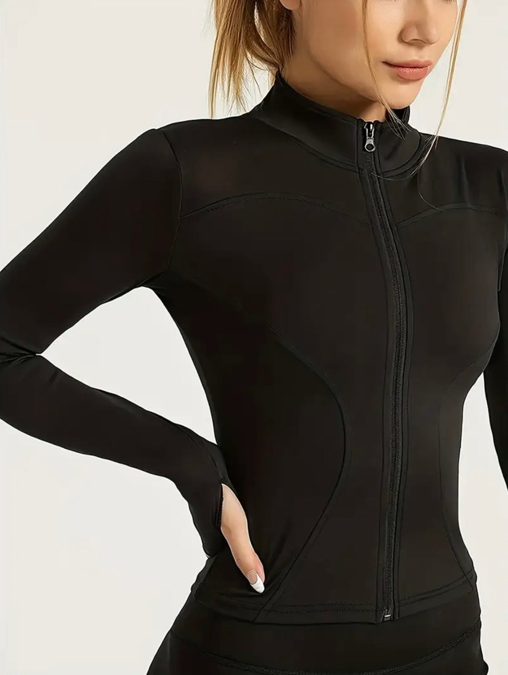 Lined-Zip Yoga Jacket
