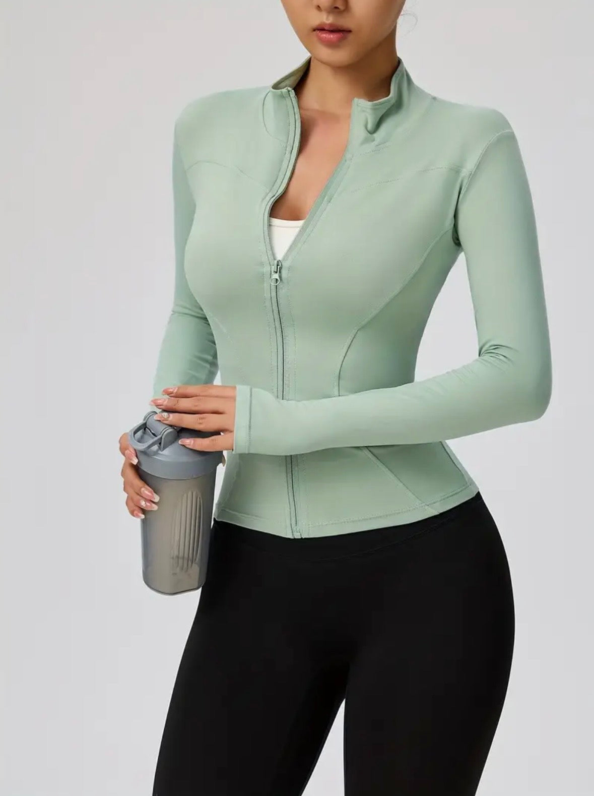Lined-Zip Yoga Jacket